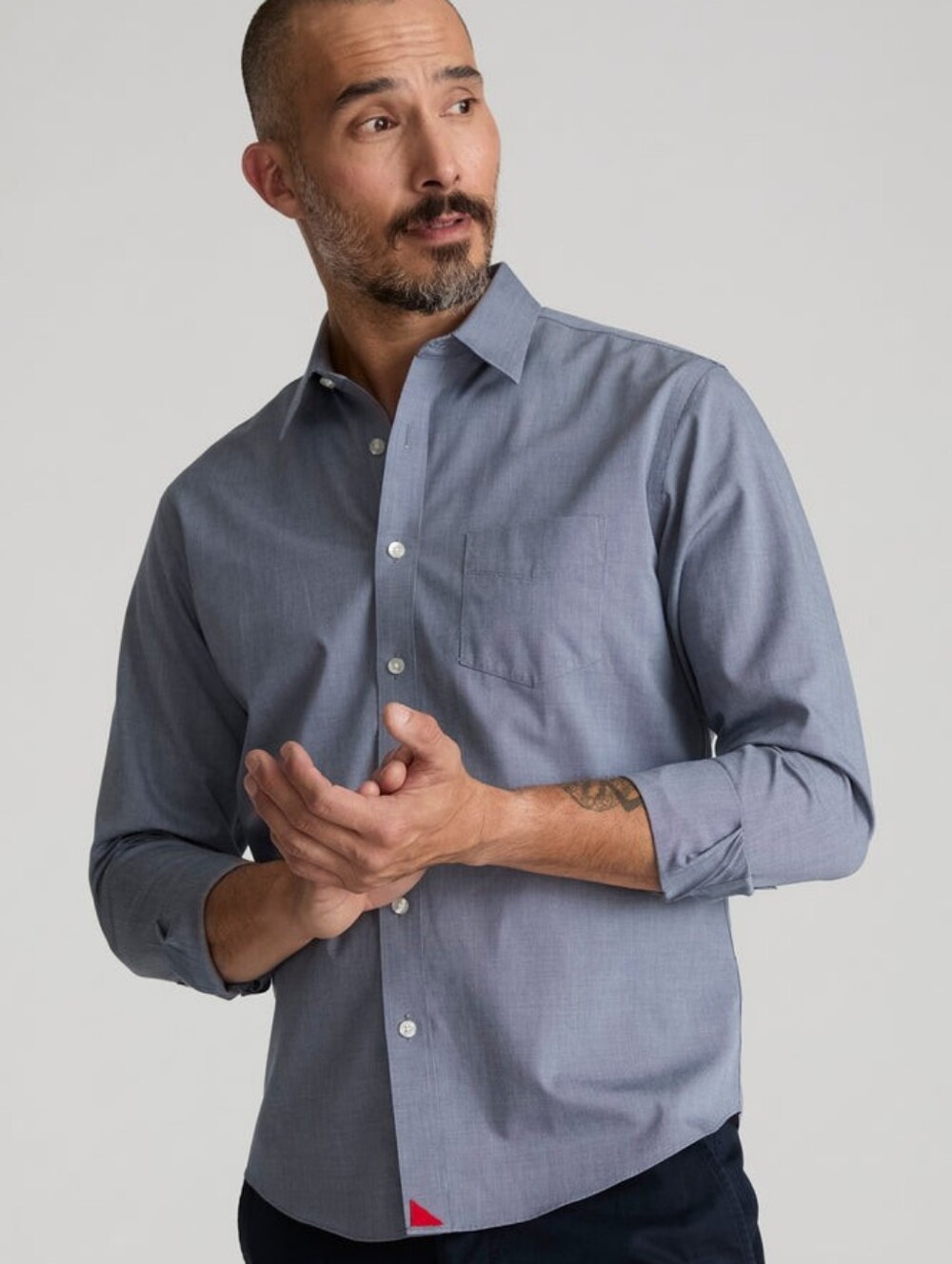 UNTUCKit Men's Slate Blue Patterned Cesare Button-Up Shirt Wrinkle XL
